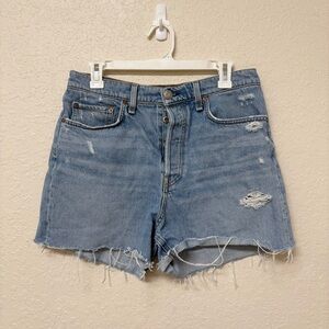 Rag & Bone Maya Shorts Womens Blue High Rise Distressed Denim Buttonfly Sz 30